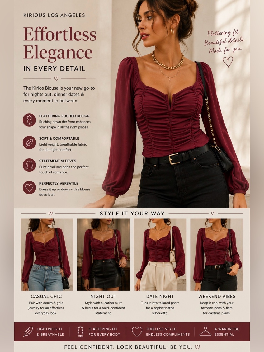 Kirios Blouse Maroon Small